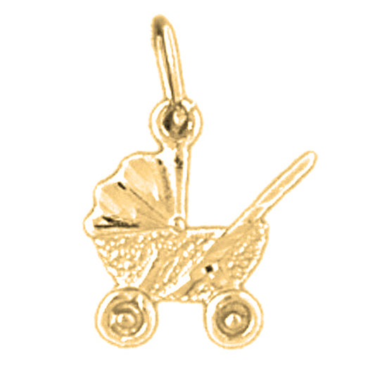 Yellow Gold-plated Silver Baby Stoller Pendants