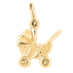 Yellow Gold-plated Silver Baby Stoller Pendants