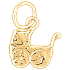 Yellow Gold-plated Silver Baby Stoller Pendants