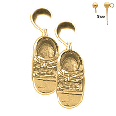14K or 18K Gold 18mm 3D Baby Booty, Shoe Earrings