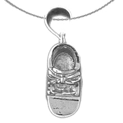 Sterling Silver 3D Baby Booty, Shoe Pendants (Rhodium or Yellow Gold-plated)