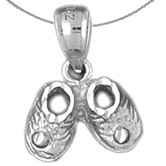 Sterling Silver Baby Booties, Shoe Pendants (Rhodium or Yellow Gold-plated)
