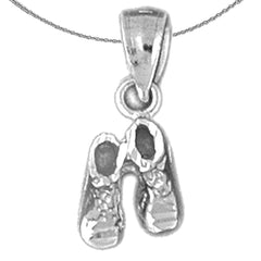 Sterling Silver Baby Booties, Shoe Pendants (Rhodium or Yellow Gold-plated)