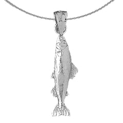 Sterling Silver Salmon Pendant (Rhodium or Yellow Gold-plated)
