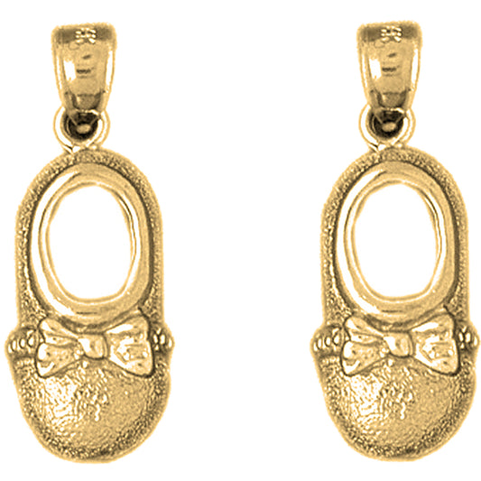 Yellow Gold-plated Silver 21mm Baby Booty, Shoe Earrings