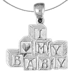 Sterling Silver I Love My Baby Pendants (Rhodium or Yellow Gold-plated)