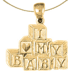 Anhänger „I Love My Baby“ aus Sterlingsilber (rhodiniert oder gelbvergoldet)