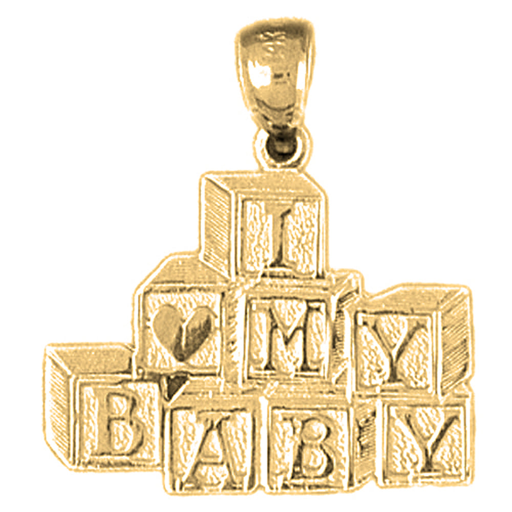 Yellow Gold-plated Silver I Love My Baby Pendants