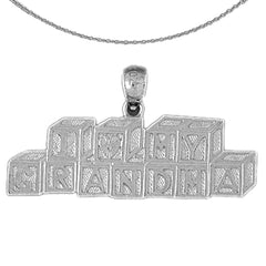 Sterling Silver I Love Grandma Pendants (Rhodium or Yellow Gold-plated)