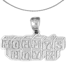 Sterling Silver Mommy's Boy Pendants (Rhodium or Yellow Gold-plated)