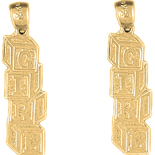 Yellow Gold-plated Silver 27mm Girl Earrings