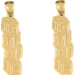 14K or 18K Gold 27mm Girl Earrings