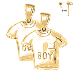 14K or 18K Gold 20mm Boy T-Shirt Earrings