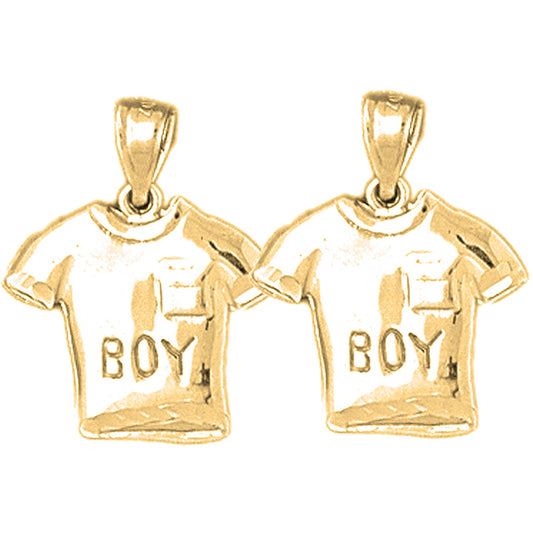 Yellow Gold-plated Silver 20mm Boy T-Shirt Earrings