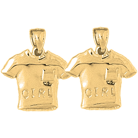 14K or 18K Gold 19mm Girl T-Shirt Earrings