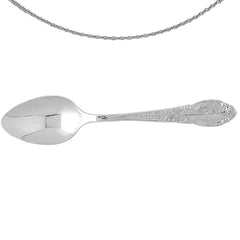 Sterling Silver 3D Baby Spoon Pendants (Rhodium or Yellow Gold-plated)