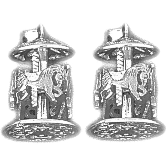 Sterling Silver 20mm 3D Carousel Earrings