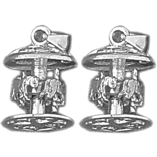 Sterling Silver 16mm 3D Carousel Earrings