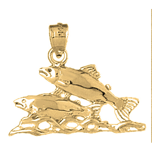 Yellow Gold-plated Silver Salmon Pendant