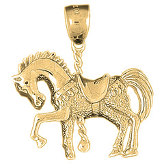 Yellow Gold-plated Silver Carousel Horse Pendant