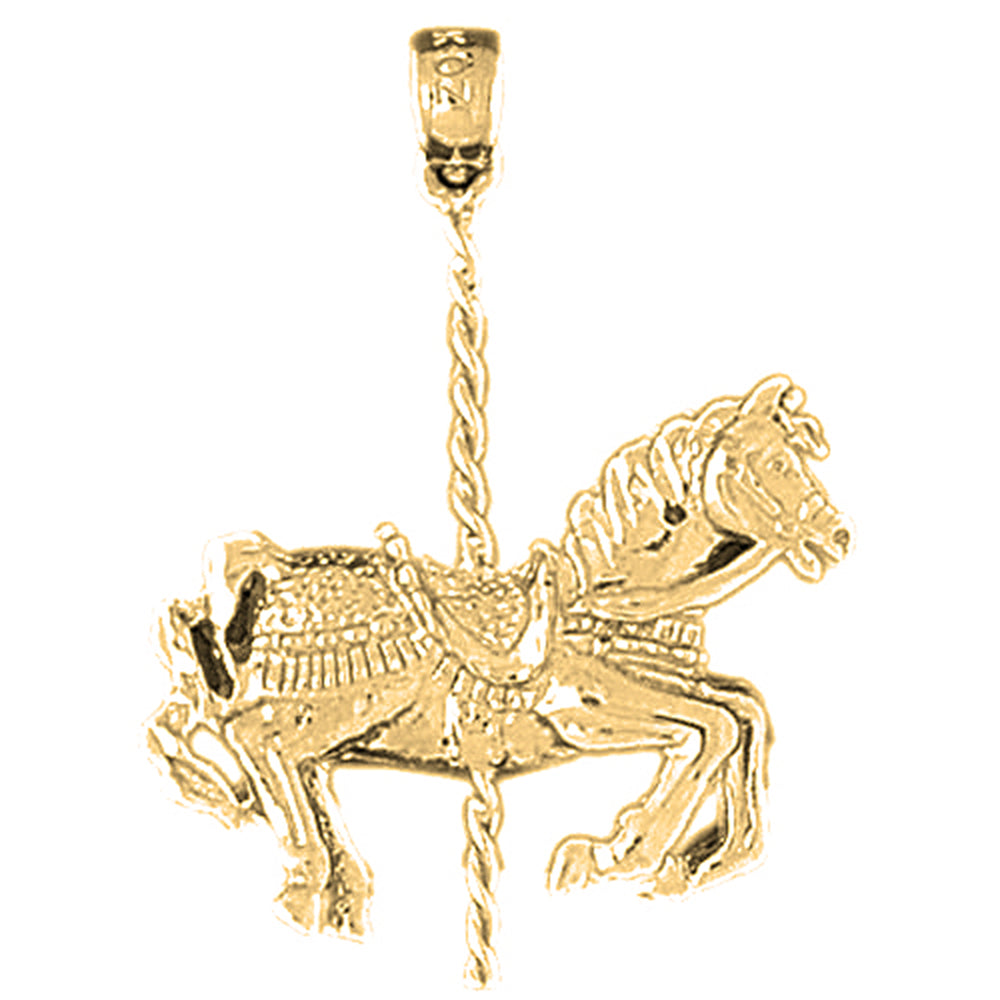 Yellow Gold-plated Silver Carousel Horse Pendant