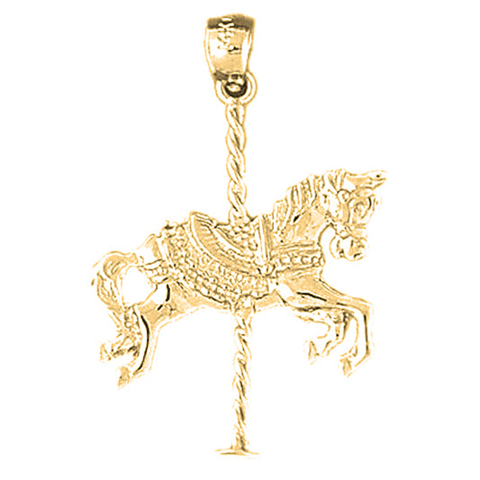 Yellow Gold-plated Silver Carousel Horse Pendant