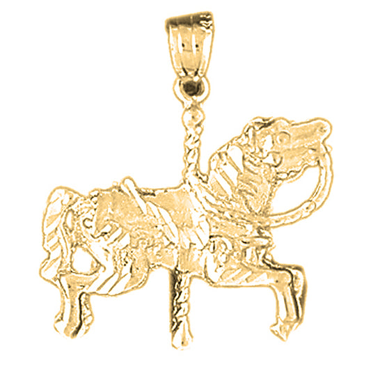 Yellow Gold-plated Silver Carousel Horse Pendant