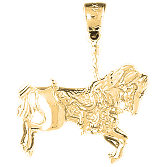 Yellow Gold-plated Silver Carousel Horse Pendant