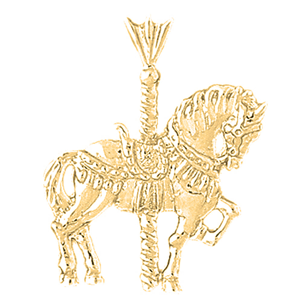 Yellow Gold-plated Silver Carousel Horse Pendant