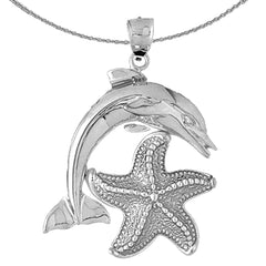 10K, 14K or 18K Gold Dolphin With Starfish Pendant