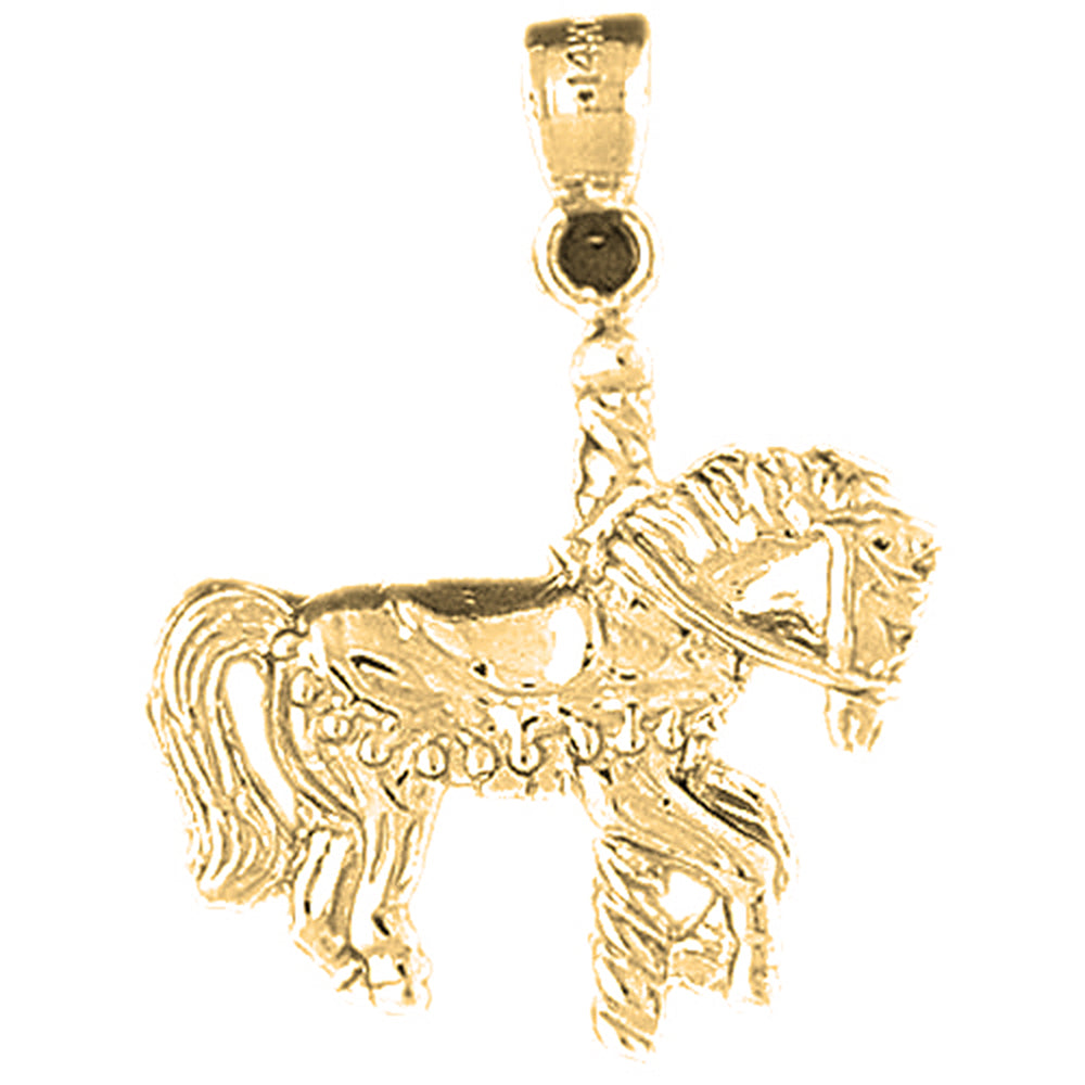 Yellow Gold-plated Silver Carousel Horse Pendant