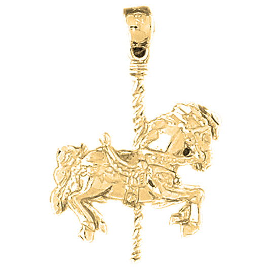 Yellow Gold-plated Silver Carousel Horse Pendant