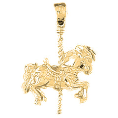 Yellow Gold-plated Silver Carousel Horse Pendant