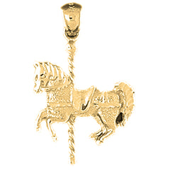 Yellow Gold-plated Silver Carousel Horse Pendant