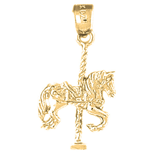 Yellow Gold-plated Silver Carousel Horse Pendant