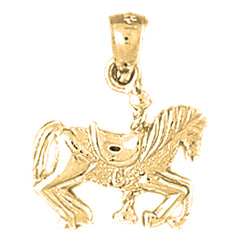 Yellow Gold-plated Silver Carousel Horse Pendant