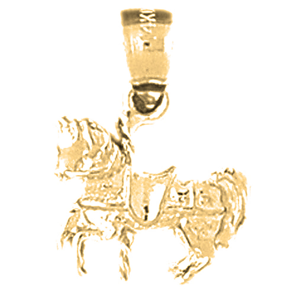 Yellow Gold-plated Silver Carousel Horse Pendant