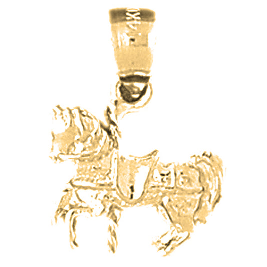 Yellow Gold-plated Silver Carousel Horse Pendant