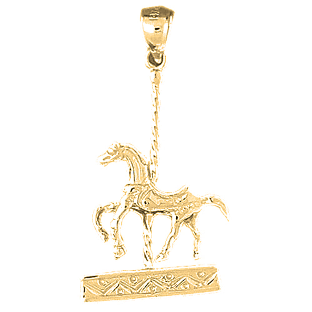 Yellow Gold-plated Silver Carousel Horse Pendant