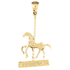 Yellow Gold-plated Silver Carousel Horse Pendant