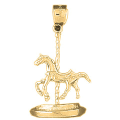 Yellow Gold-plated Silver Carousel Horse Pendant