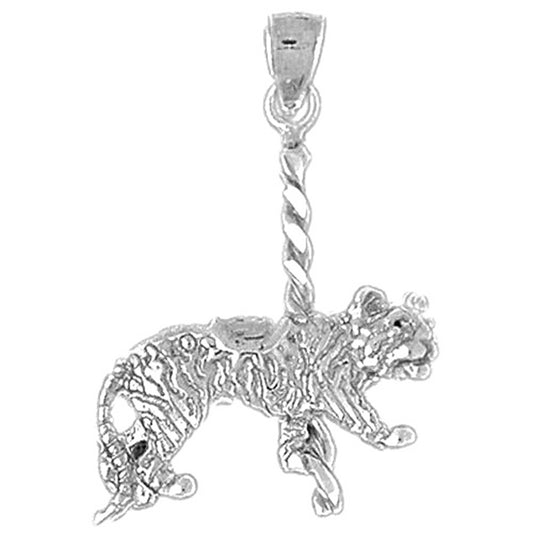 Sterling Silver Carousel Tiger Pendant