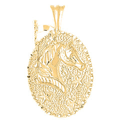 Yellow Gold-plated Silver Carousel Horse Pendant