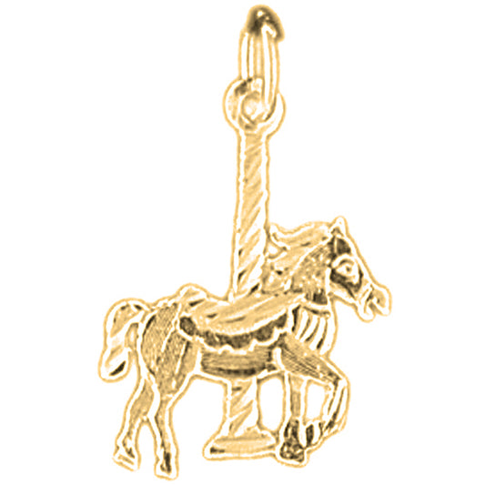 Yellow Gold-plated Silver Carousel Horse Pendant