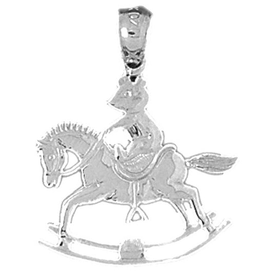 Sterling Silver Teddy Of Rocking Horse Pendant