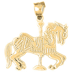 Yellow Gold-plated Silver Carousel Horse Pendant