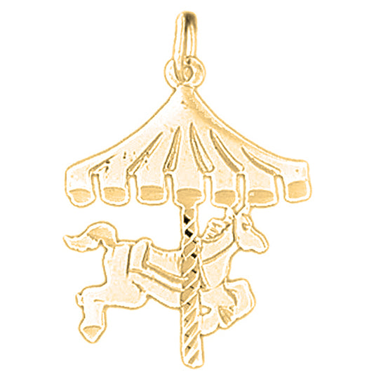 Yellow Gold-plated Silver Carousel Horse Pendant