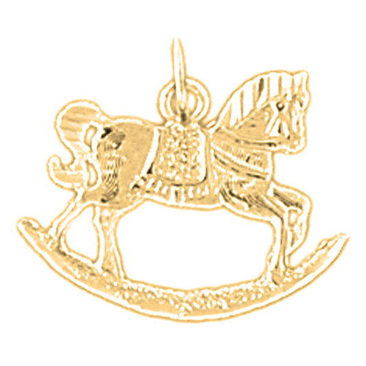 Yellow Gold-plated Silver Rocking Horse Pendant