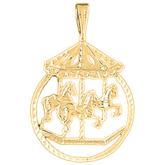 Yellow Gold-plated Silver Carousel Horse Pendant