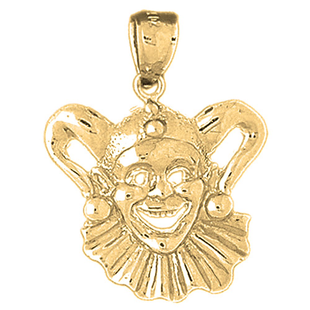 Yellow Gold-plated Silver Clown, Jester Pendant